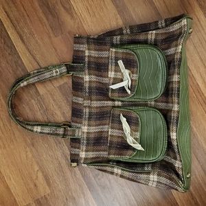 Vintage GAP tartan and faux croc skin bag